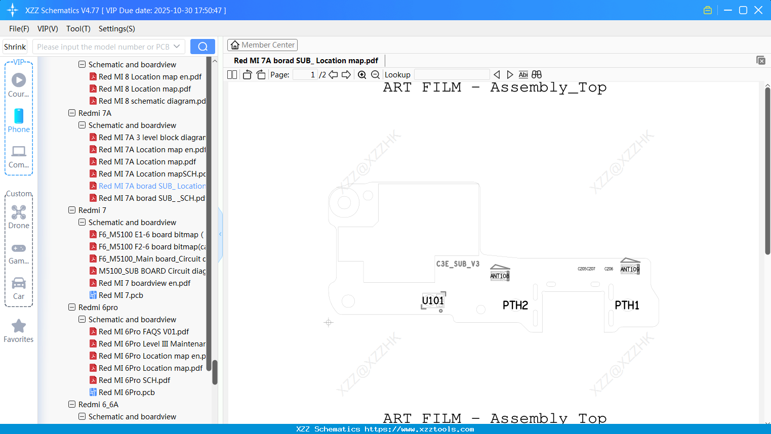 Xiaomi Redmi 7A Borad SUB_ Location Map